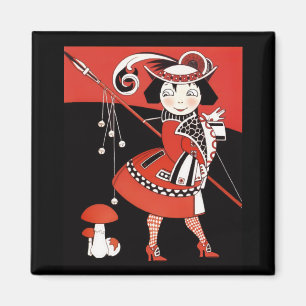 Mädchen in Rot Magnet