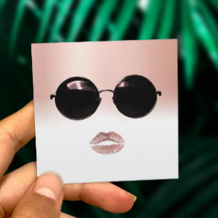 Mädchen in Sonnenbrille Haar Makeup Artist Schönhe Quadratische Visitenkarte