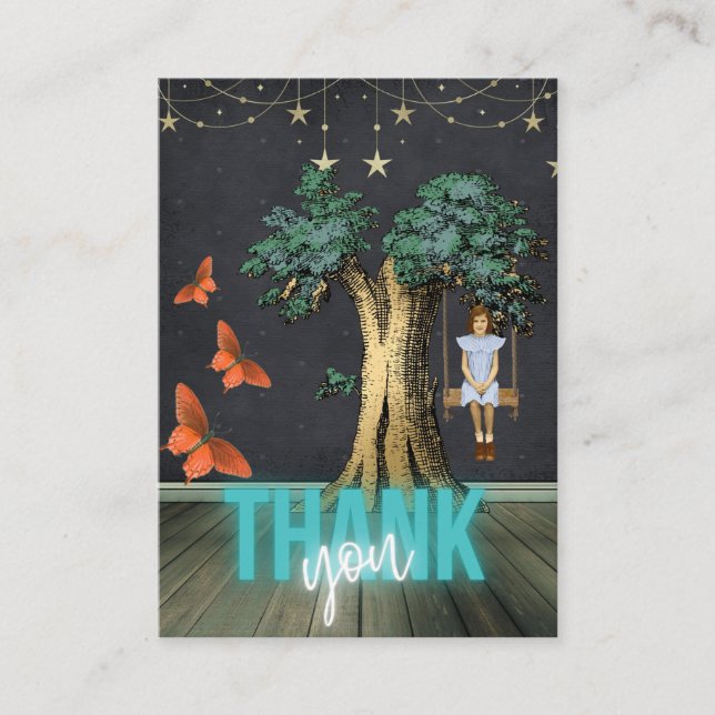 Mädchen in Swing danke für Ihre Einkaufskarte Visitenkarte (Vorderseite)