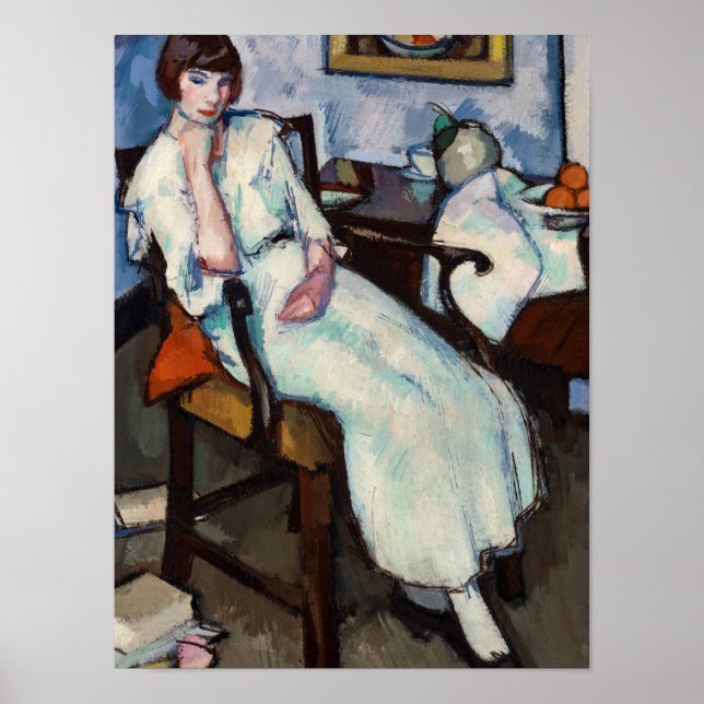 Mädchen in Weiß, 1920 von Samuel John Peploe Poster (Vorne)