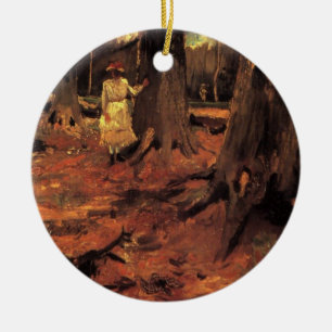 Mädchen in Weiß im Wald von Vincent van Gogh Keramikornament