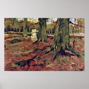 Mädchen in Weiß im Wald von Vincent van Gogh Poster