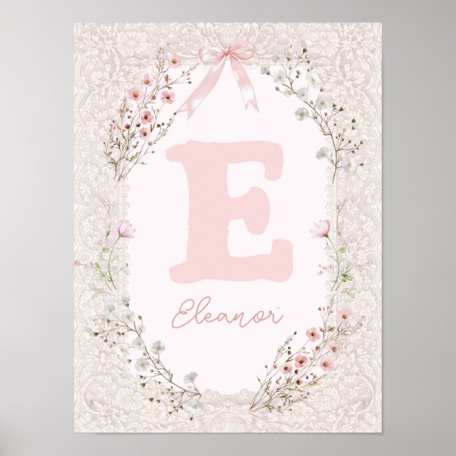 Mädchen Initialen Kinderzimmer Poster (Vorne)
