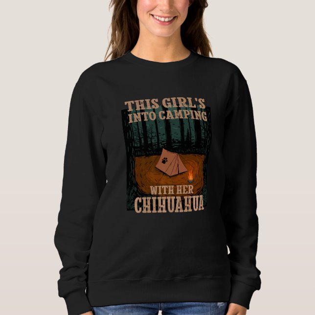 Mädchen ins Camping mit ihrem Chihuahua-Hund Chiwa Sweatshirt (Vorderseite)