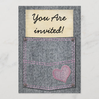 Mädchen-Jeans-Taschen-Party Einladungen