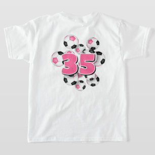 Mädchen Jersey Anzahl Gruppe Fußball Bälle pink T-Shirt
