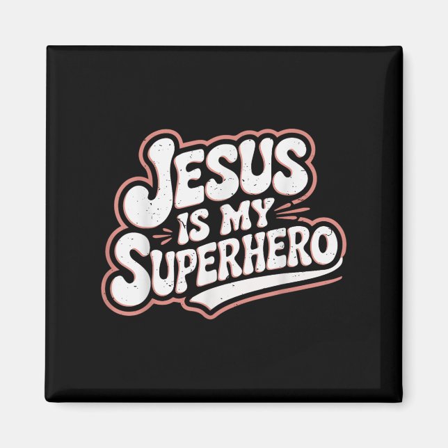 Mädchen Jesus ist mein Superheld Christlicher Klei Magnet (Vorne)