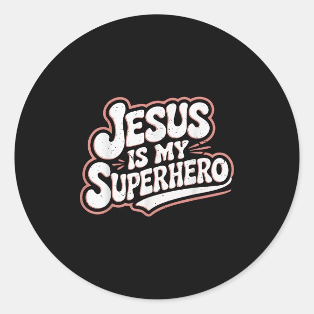 Mädchen Jesus ist mein Superheld Christlicher Klei Runder Aufkleber (Vorderseite)