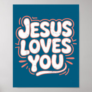 Mädchen Jesus liebt rosa christliches Kleinkind Poster
