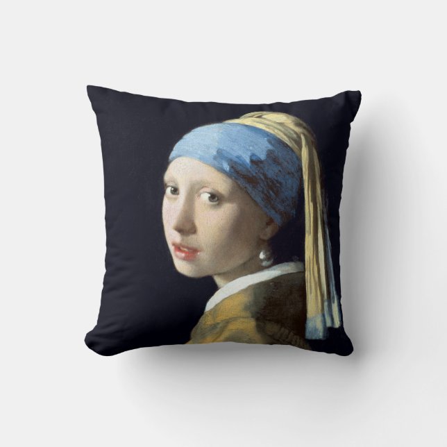 Mädchen Johannes Vermeer mit einem Perlen-Ohrring Kissen (Vorderseite)