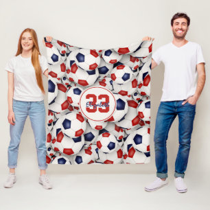 Mädchen Jungen endlose Rot-Blau-Fußball Fleecedecke