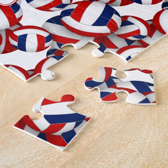 Mädchen Jungs benennen rotes blaues Volleyballteam Puzzle (Seite)