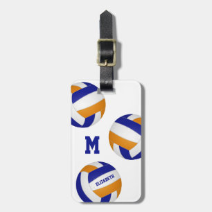 Mädchen Jungs blaue Orange Volleyball Team Farben Gepäckanhänger