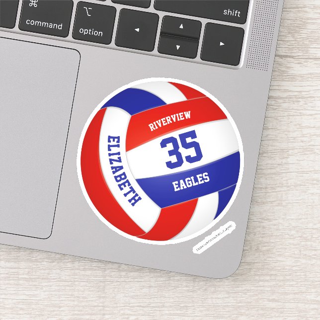 Mädchen Jungs Rot-Blau-Team Farbe Volleyball Aufkleber (Detail)