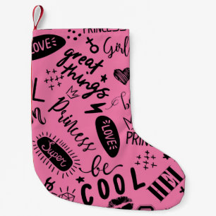 Mädchen kalligrafisch: Nahtloses Modedesign Kleiner Weihnachtsstrumpf