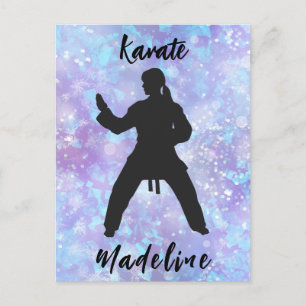 Mädchen Karate Blau Lila Personalisiert Postkarte
