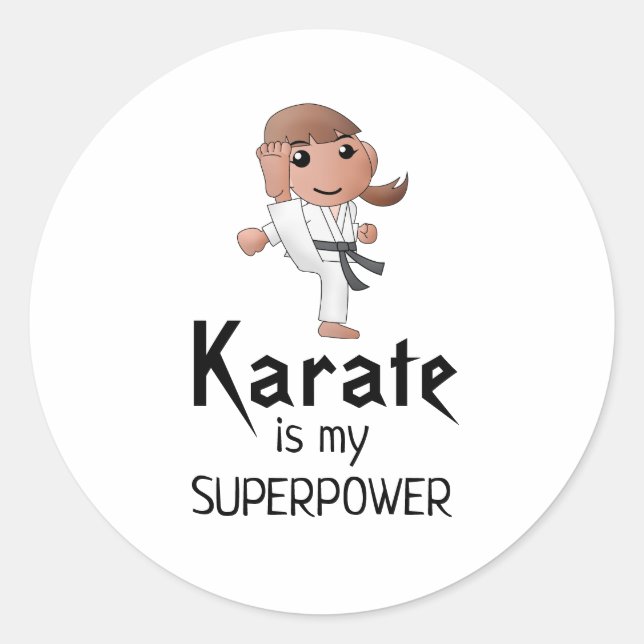 Mädchen - Karate ist meine Supermacht Runder Aufkleber (Vorderseite)