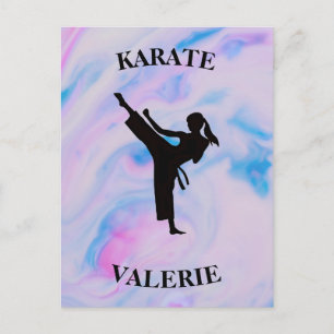 Mädchen Karate Pastell-Swirbel Postkarte