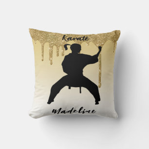Mädchen Karate-Position Gold Glitter Drip Ombre Kissen