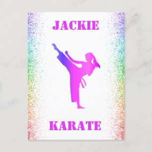 Mädchen Karate Regenbogen Sprenkel Postkarte