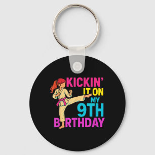 Mädchen Karate Taekwondo Kickin 9. Geburtstag Mart Schlüsselanhänger