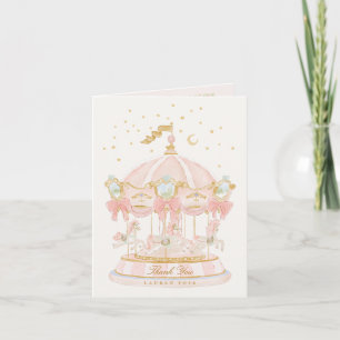 Mädchen Karussell Prinzessin Sterne Bogen Rosa Geb Dankeskarte