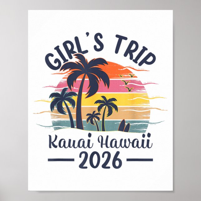 Mädchen Kauai Hawaii Strandurlaub Vintage Poster (Vorne)