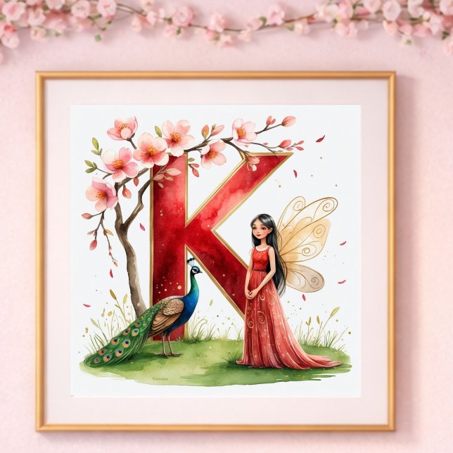 Mädchen-Kinderzimmer Buchstabe K Feen Blumenmuster Poster (Von Creator hochgeladen)