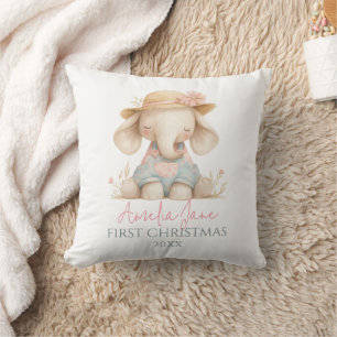 Mädchen-Kinderzimmer-Elefanten-Illustration Erstes Kissen