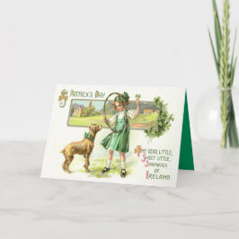 Mädchen-Kleeblatt-vierblättriges Kleeblatt Karte