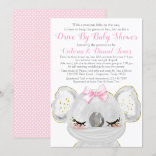 Mädchen Koala mit Maske Drive By Baby Shower Einladung