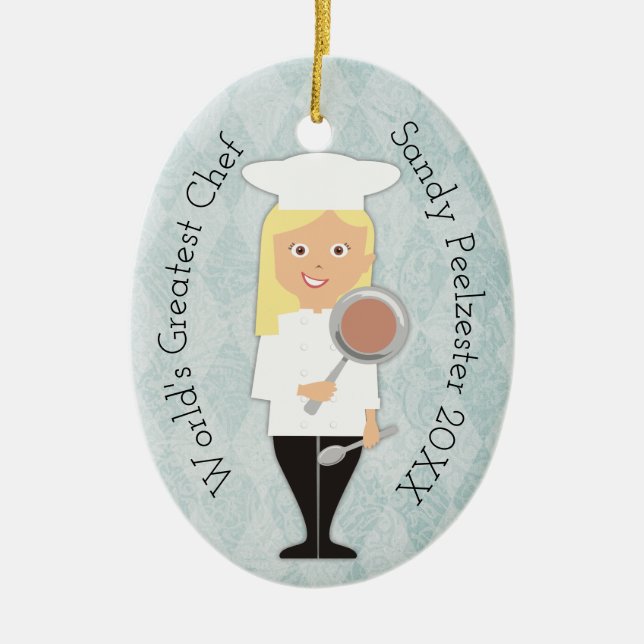 Mädchen-Koch Weihnachtsverzierung des Keramikornament (Vorne)