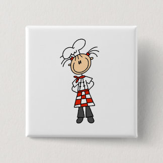 Mädchen-Kochs-Strichmännchen-Knöpfe Button