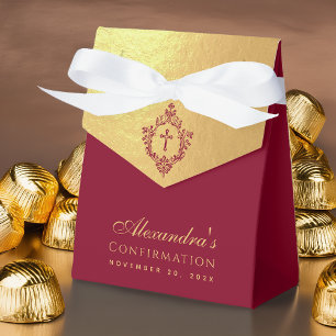 Mädchen Konfirmation Faux-Gold Elegant Burgunder W Geschenkschachtel