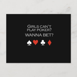 Mädchen können nicht Poker T - Shirt weiß spielen Postkarte