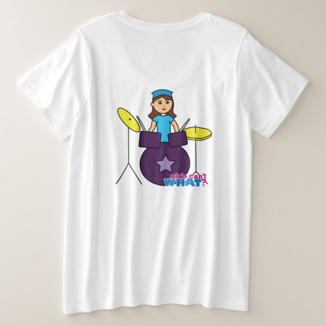 Mädchen können nicht was? Benutzerdefiniertes Desi Große Größe T-Shirt (Design Rückseite)