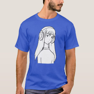 Mädchen Kopfhörer Manga Anime Retro T-Shirt