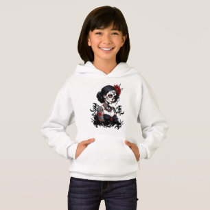 Mädchen Künstlerische Blumenschädel Kapuzenjacke - Hoodie