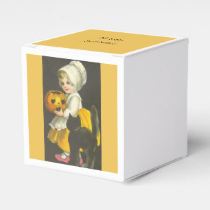 Mädchen-Kürbis-Katze-Vintage-Halloween-Partygesche Geschenkschachtel