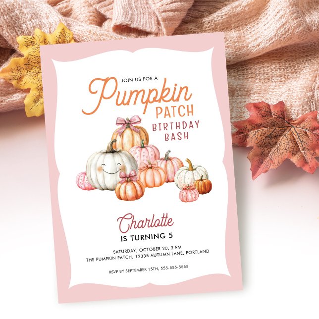 Mädchen-Kürbis-Patch-Bögen Geburtstagsfeier Einladung (Von Creator hochgeladen)