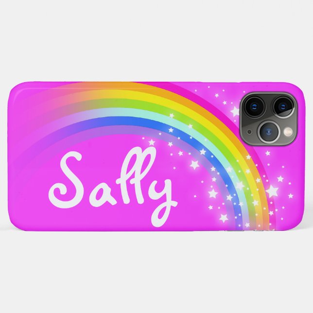 Mädchen kurzer Name Regenbogenrosa Kinder Case-Mate iPhone Hülle (Rückseite (Horizontal))