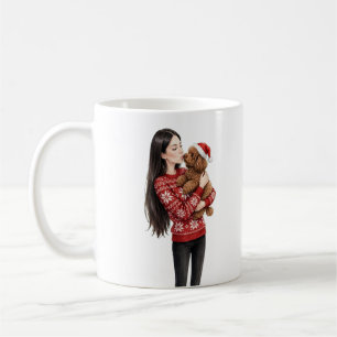 Mädchen küsst Poodle-Welpe – Poodle-Mama Kaffeetasse
