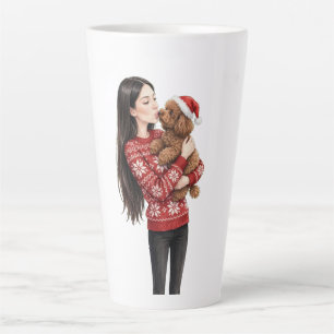 Mädchen küsst Poodle-Welpe – Poodle-Mama Milchtasse