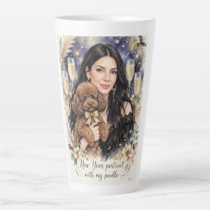 Mädchen küsst Poodle-Welpe – Poodle-Mama Milchtasse