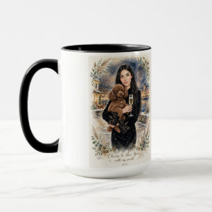 Mädchen küsst Poodle-Welpe – Poodle-Mama Tasse