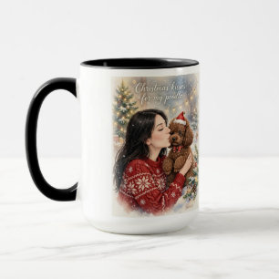 Mädchen küsst Poodle-Welpe – Poodle-Mama Tasse