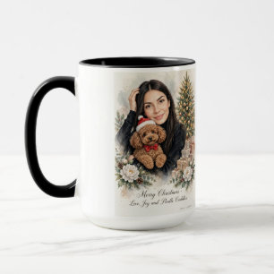 Mädchen küsst Poodle-Welpe – Poodle-Mama Tasse