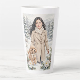 Mädchen küsst Pudel-Welpe – Pudel-Mama Milchtasse