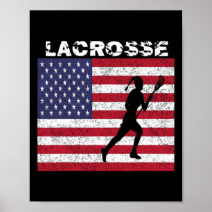 Mädchen Lacrosse USA-Flagge T-Shirt Distressed Vin Poster