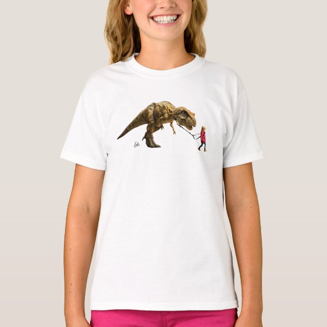 Mädchen laufen meinen Dinosaurier-T - Shirt (Vorderseite)